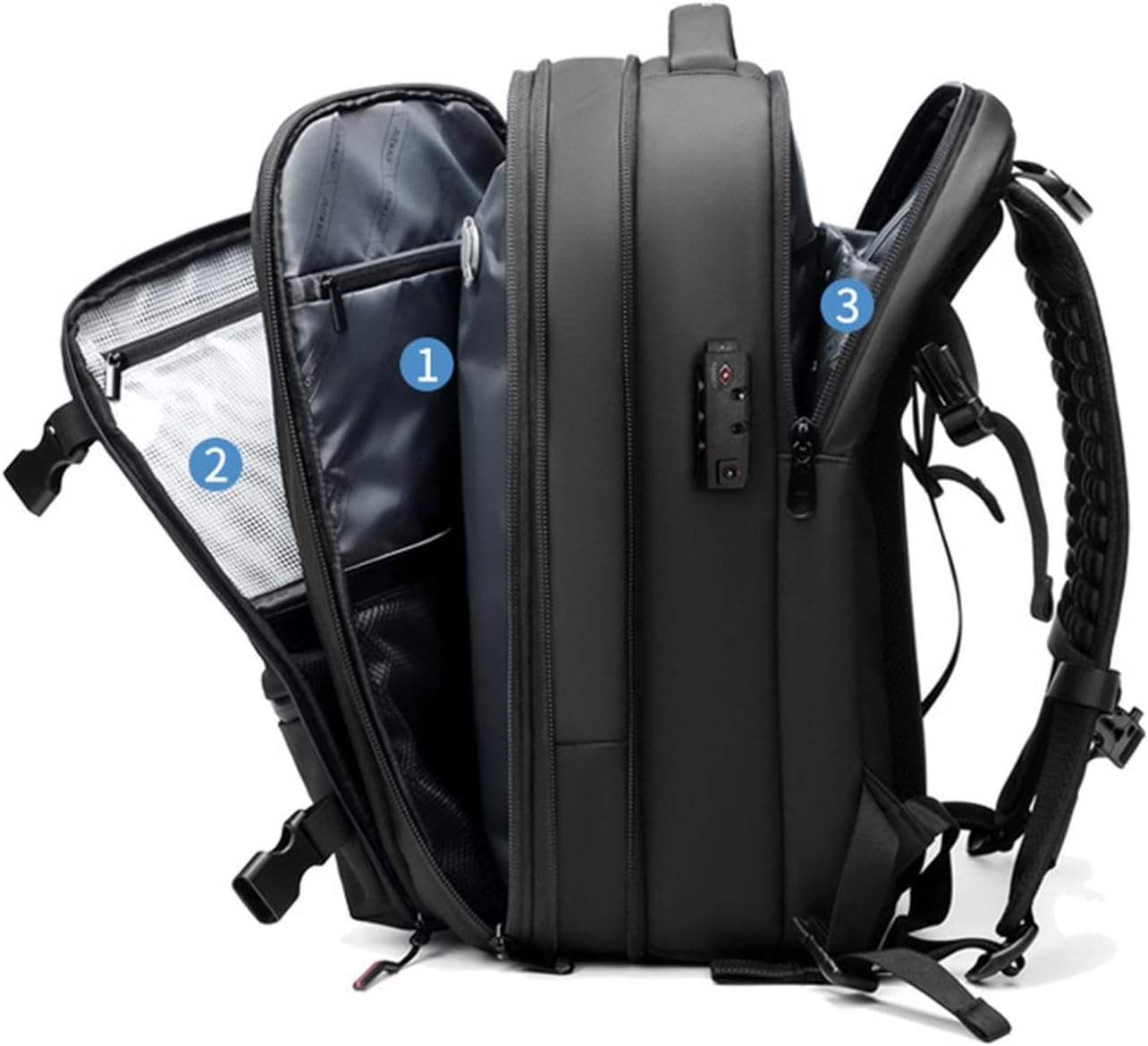 Mochila Expansible con Compresión al Vacío y Seguridad Antirrobo