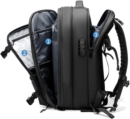 Mochila Expansible con Compresión al Vacío y Seguridad Antirrobo