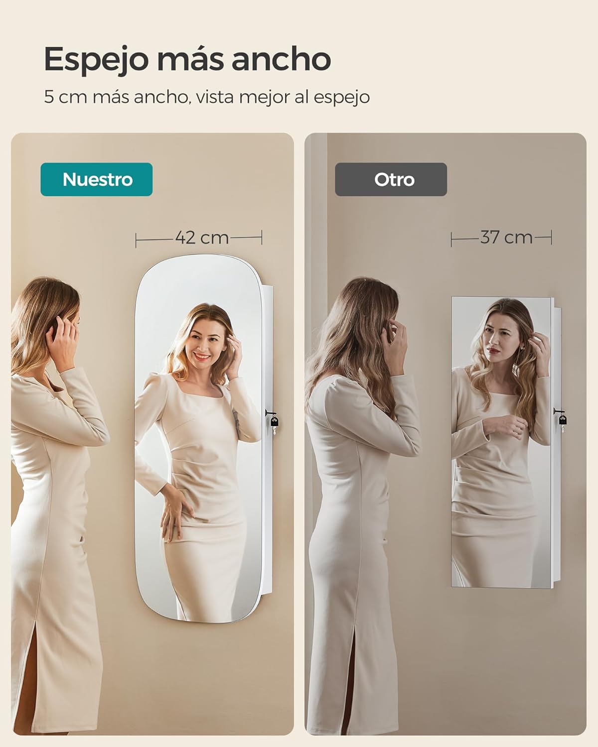 Espejo Joyero de Pared con Luces LED