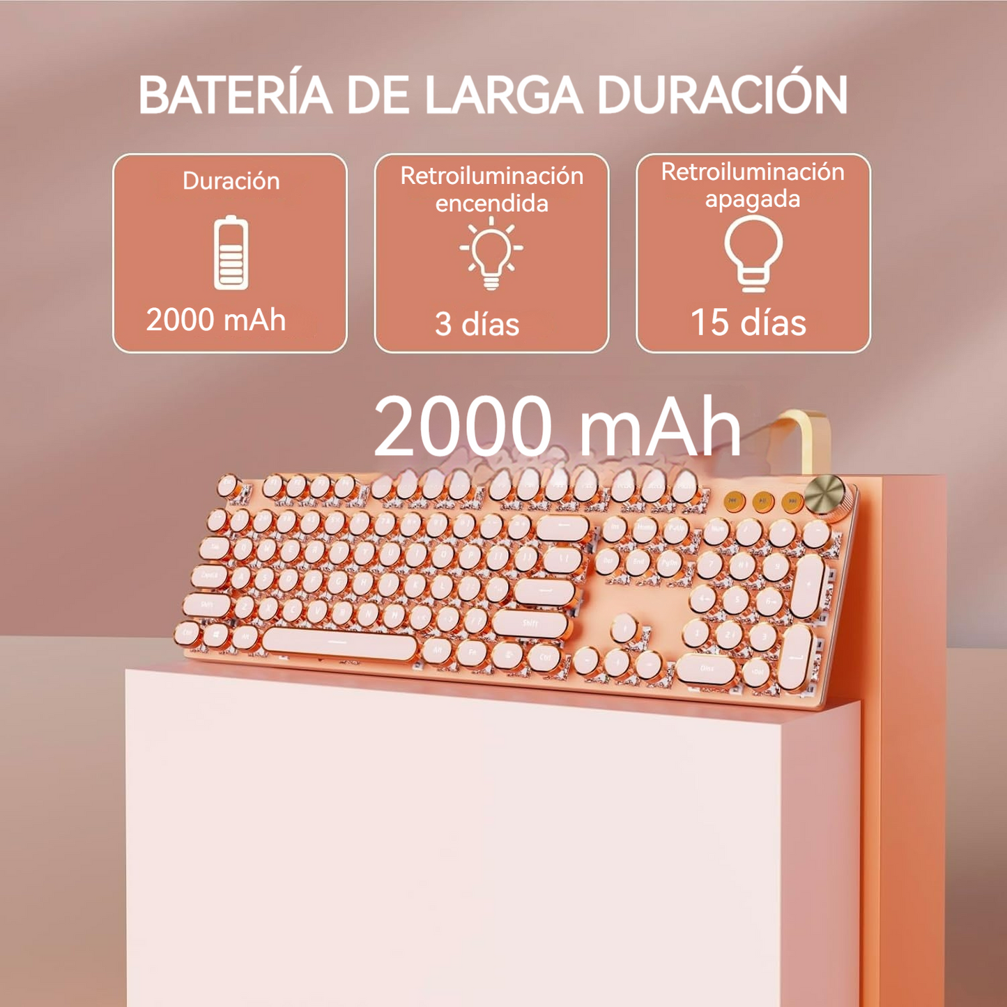 Teclado Mecánico Estilo Máquina de Escribir Retroiluminado con Panel Metálico
