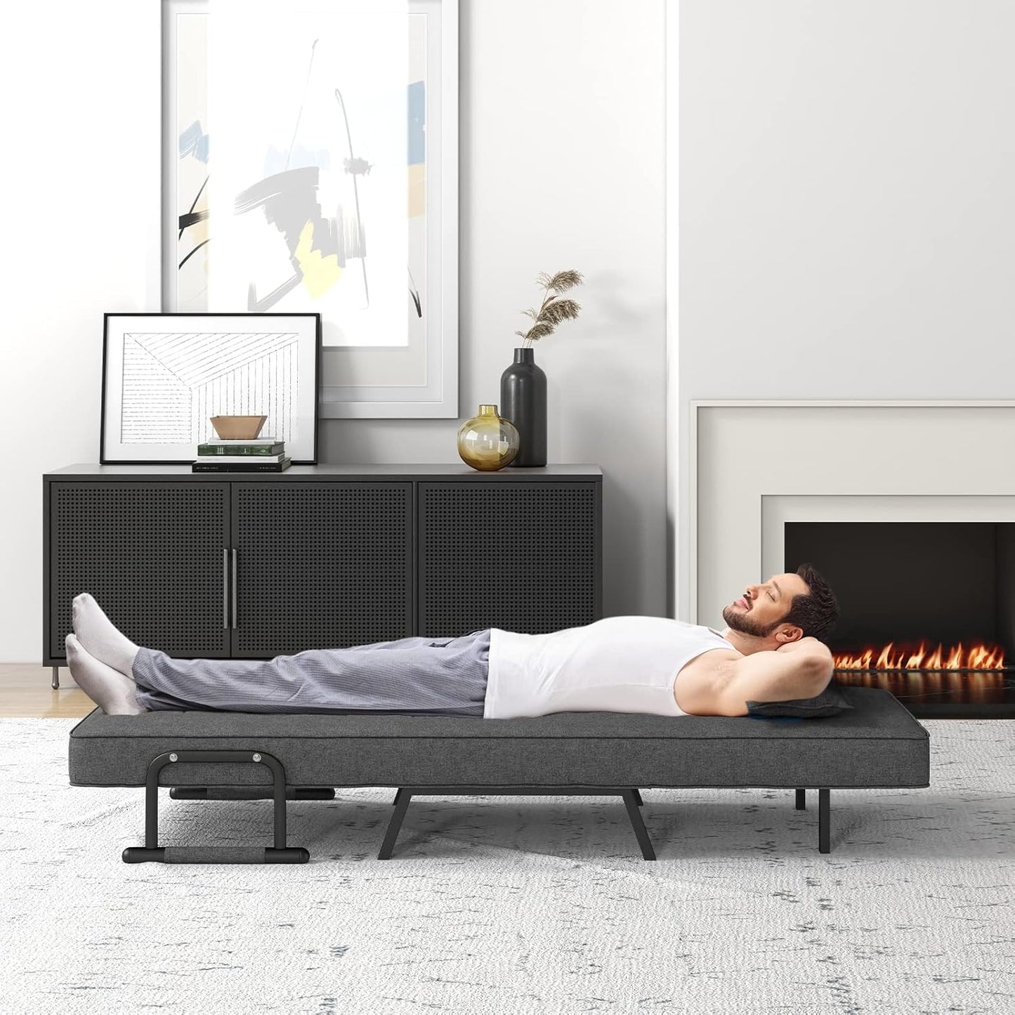 Sofá Cama Convertible con Respaldo Ajustable y Diseño Plegable