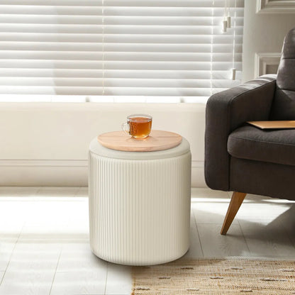 Set de Otomanas Redondas con Almacenaje y Tapa Multifunción