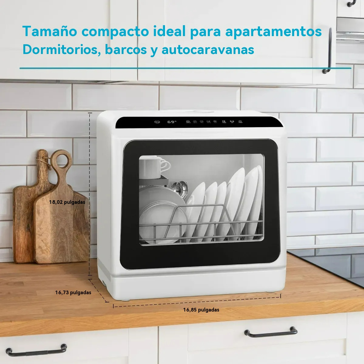 Lavavajillas portátil de 6 programas con tanque de agua integrado y secado automátic