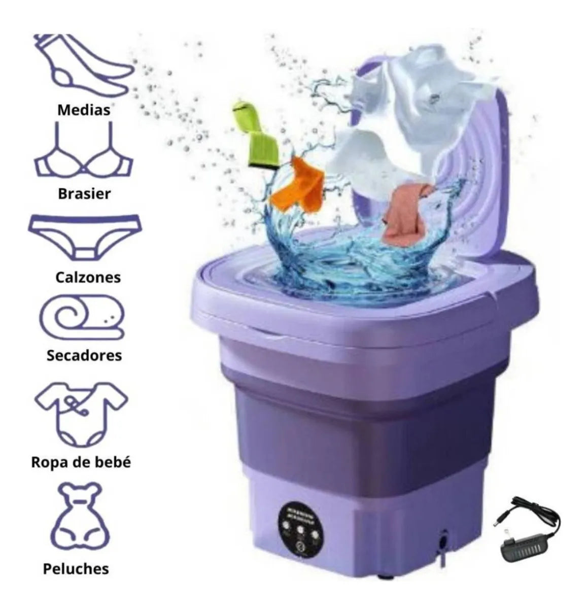 Mini Lavadora Portátil Plegable con Temporizador y Secado Suave