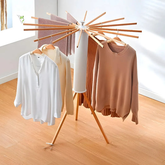 Tendedero Plegable Vertical con 16 Varas y Cubierta Protectora