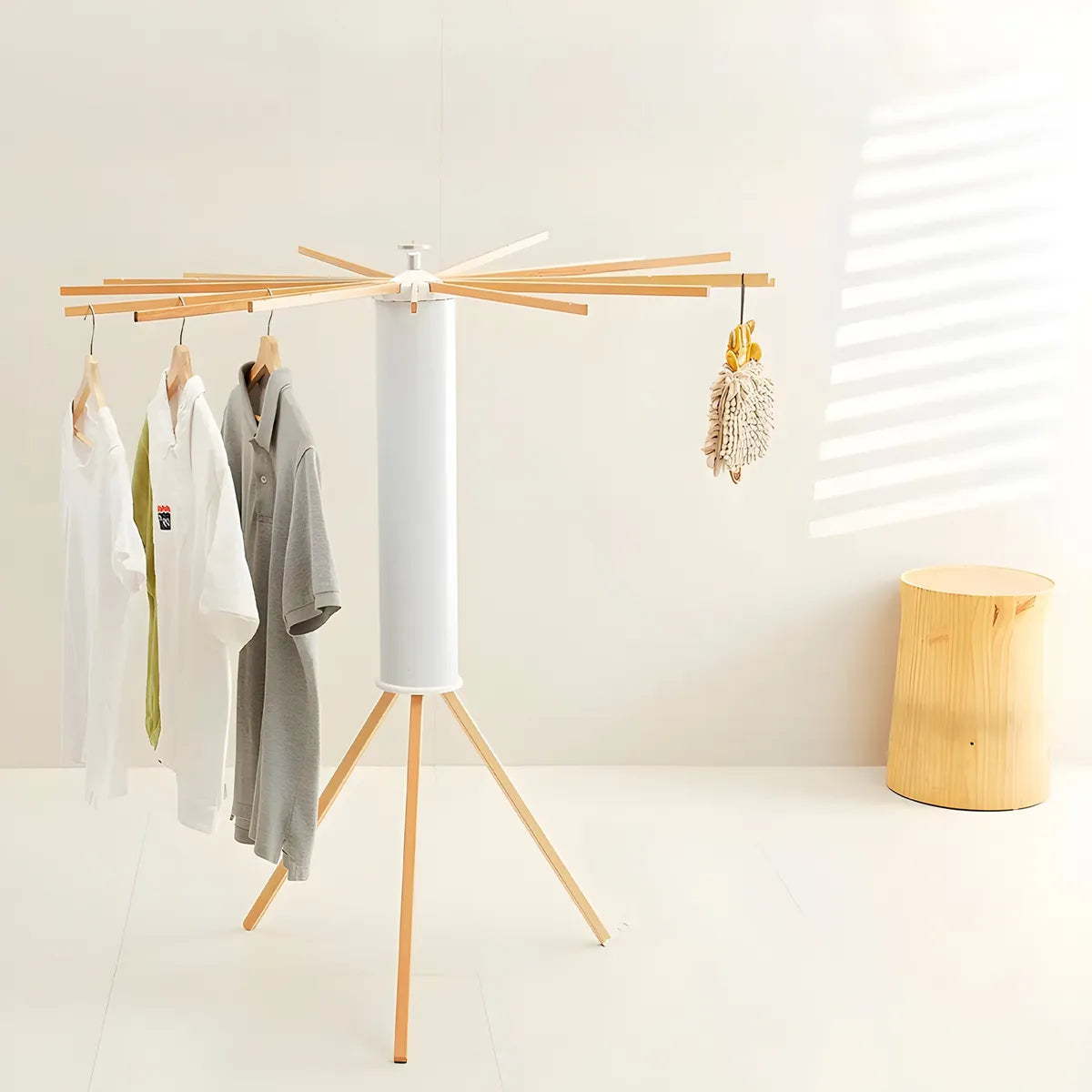 Tendedero Plegable Vertical con 16 Varas y Cubierta Protectora