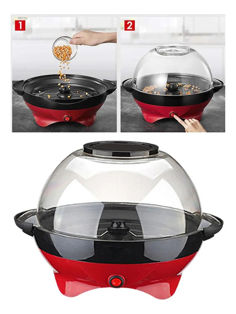 Máquina Eléctrica para Palomitas con Agitación Automática y Tapa Multifunción