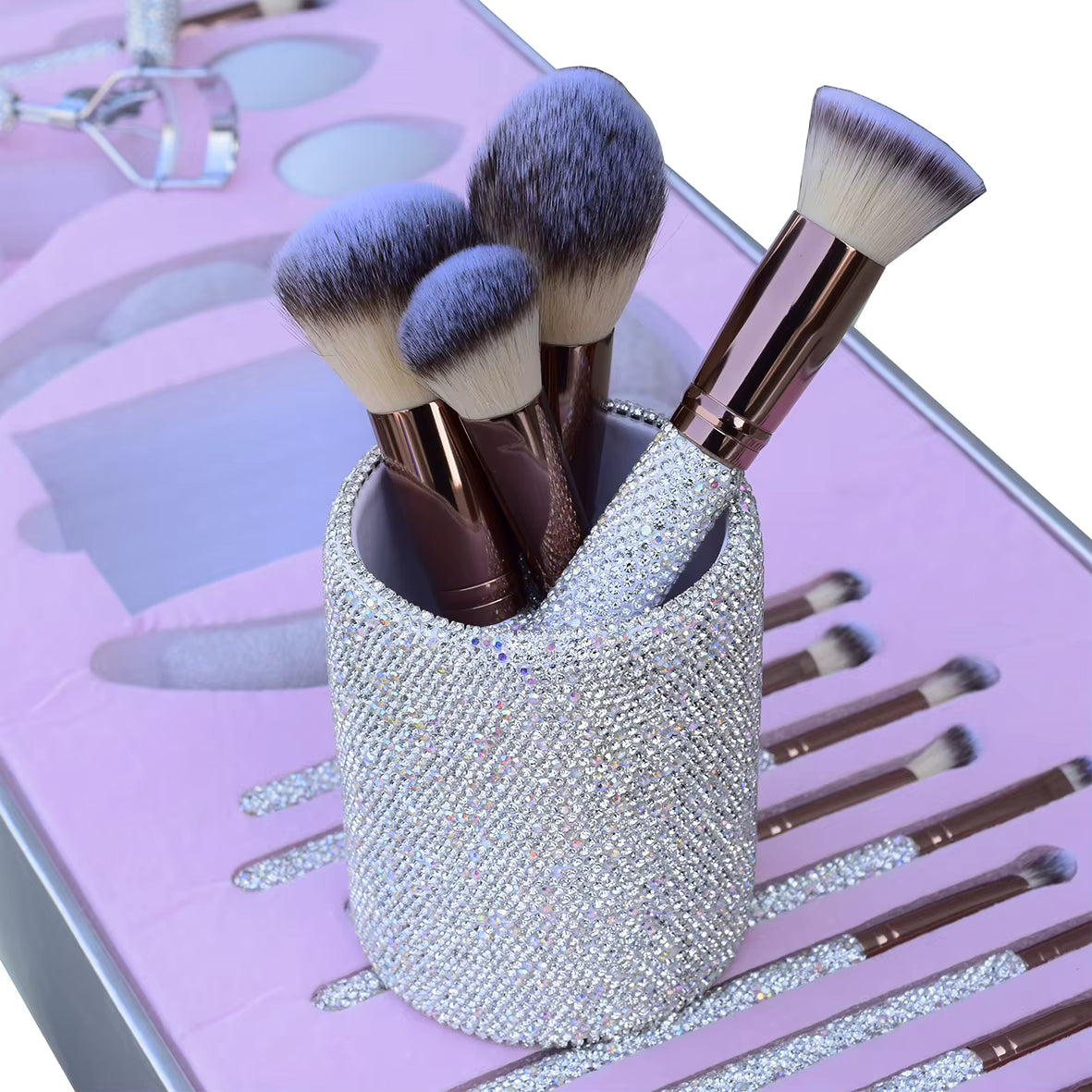 Set de 23 Brochas de Maquillaje con Diamantes de Cristal
