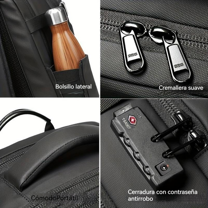 Mochila Expansible con Compresión al Vacío y Seguridad Antirrobo