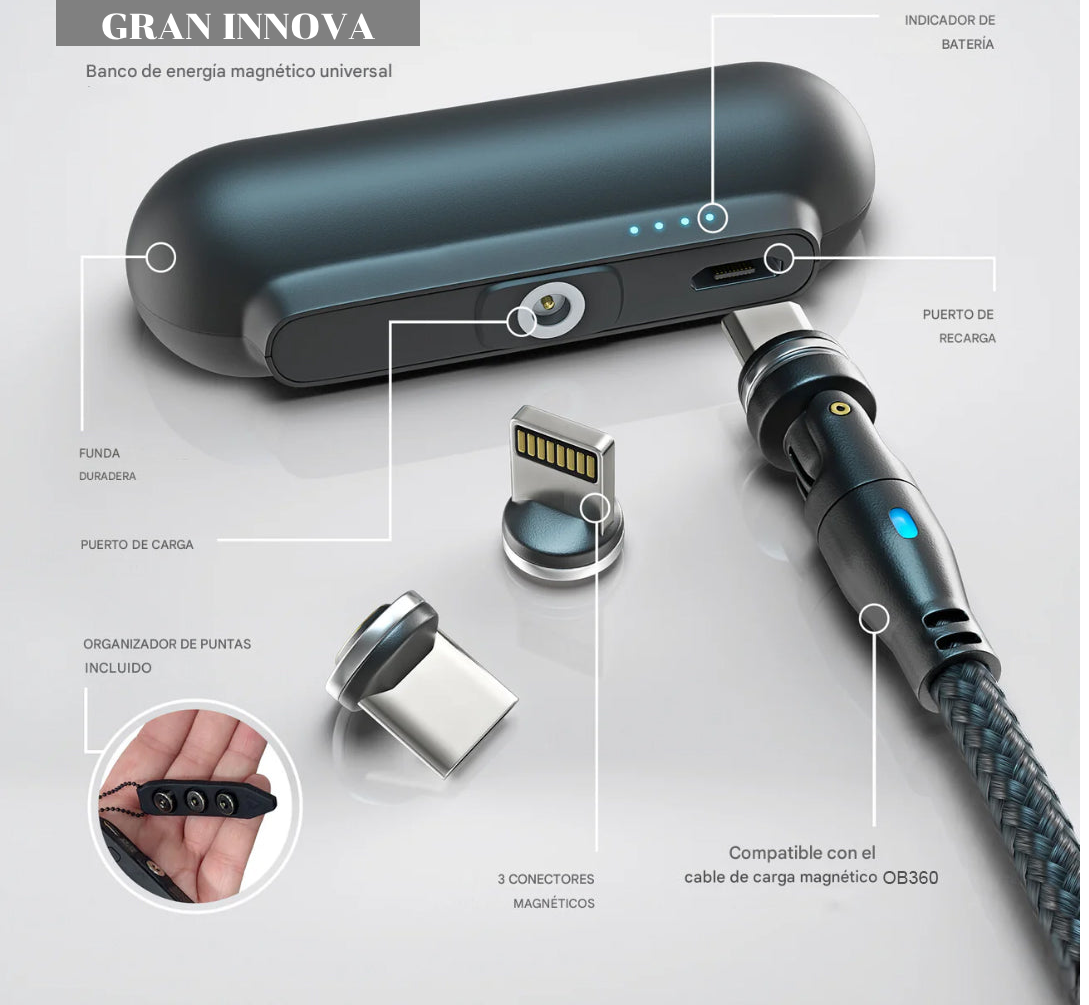 Batería Portátil Magnética 3 en 1 - Gran God Tech