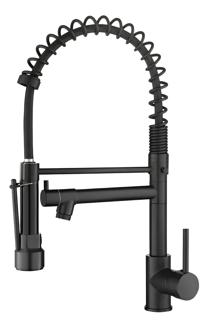Grifo de Cocina Monomando Negro Mate con Pico Extensible y Giro 360°