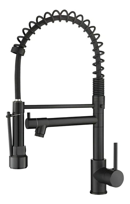 Grifo de Cocina Monomando Negro Mate con Pico Extensible y Giro 360°