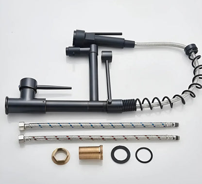 Grifo de Cocina Monomando Negro Mate con Pico Extensible y Giro 360°