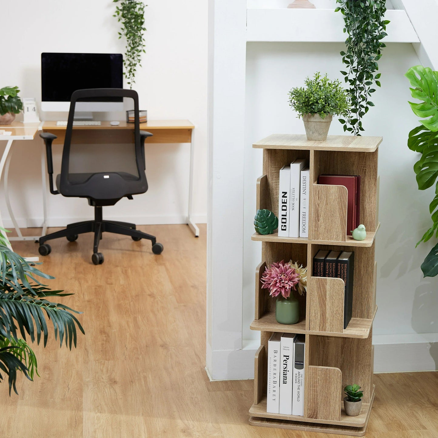 Estantería Giratoria 360° de 3 Niveles