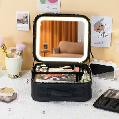 Organizador de Maquillaje Compacto con Espejo LED