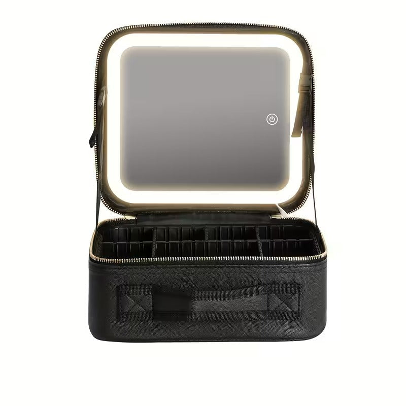 Organizador de Maquillaje Compacto con Espejo LED