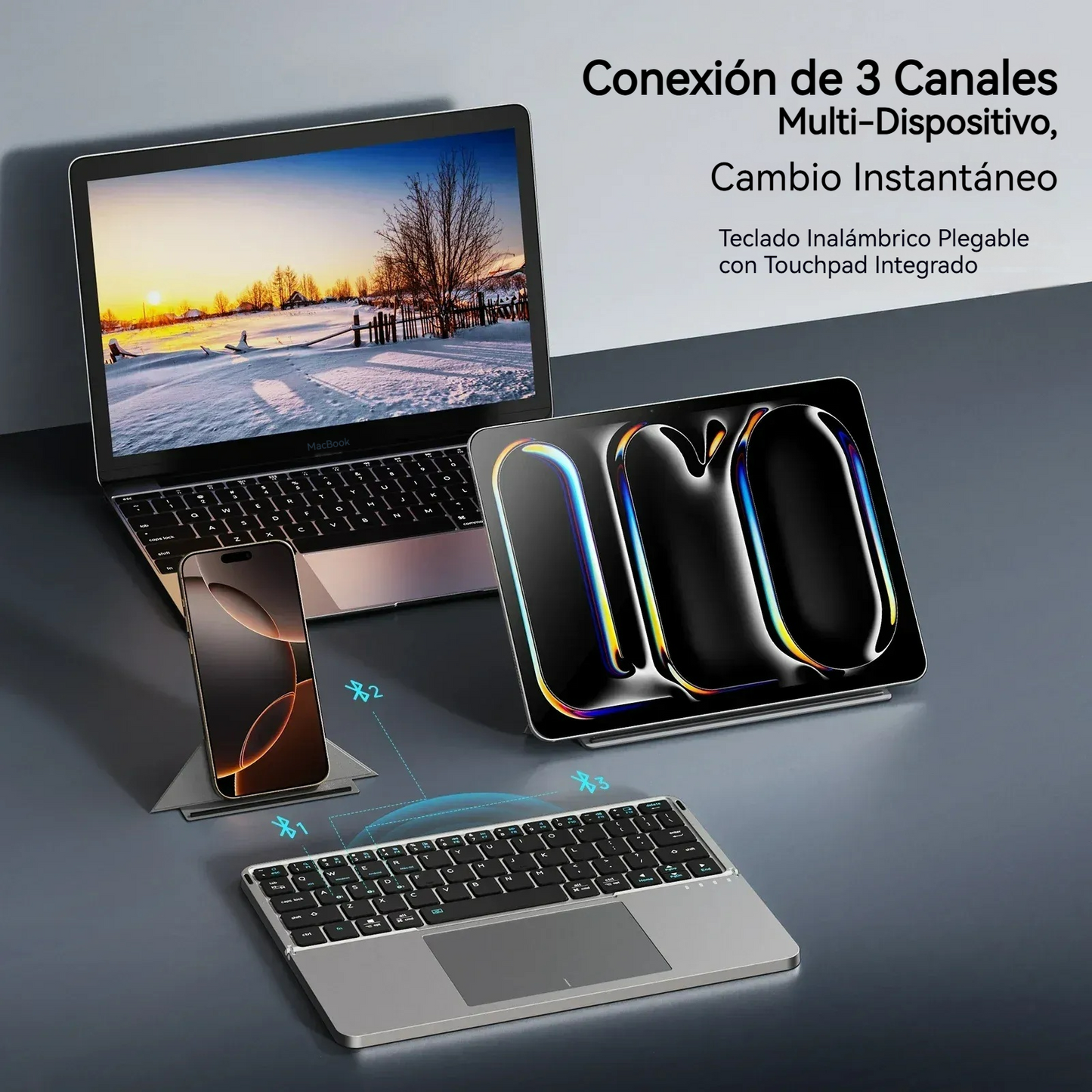 Teclado Inalámbrico Plegable con Touchpad Integrado