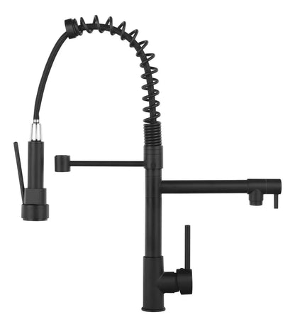 Grifo de Cocina Monomando Negro Mate con Pico Extensible y Giro 360°